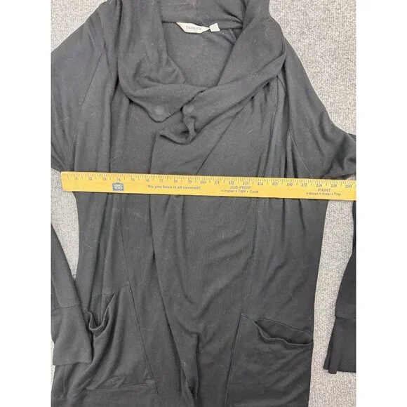 Athleta Cardigan Sweater Women's Medium Black Open Front Pockets Stretch Knit - Picture 3 of 7